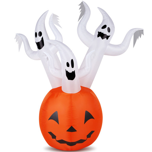 5.9 FT Halloween Inflatable Pumpkin Ghost Outdoor Decorations, Scary Blow Up Yard Decor With Built-in LED Lights For Holiday Party Yard Lawn Garden Decor Indoor Outdoor 12V EX-STOCK