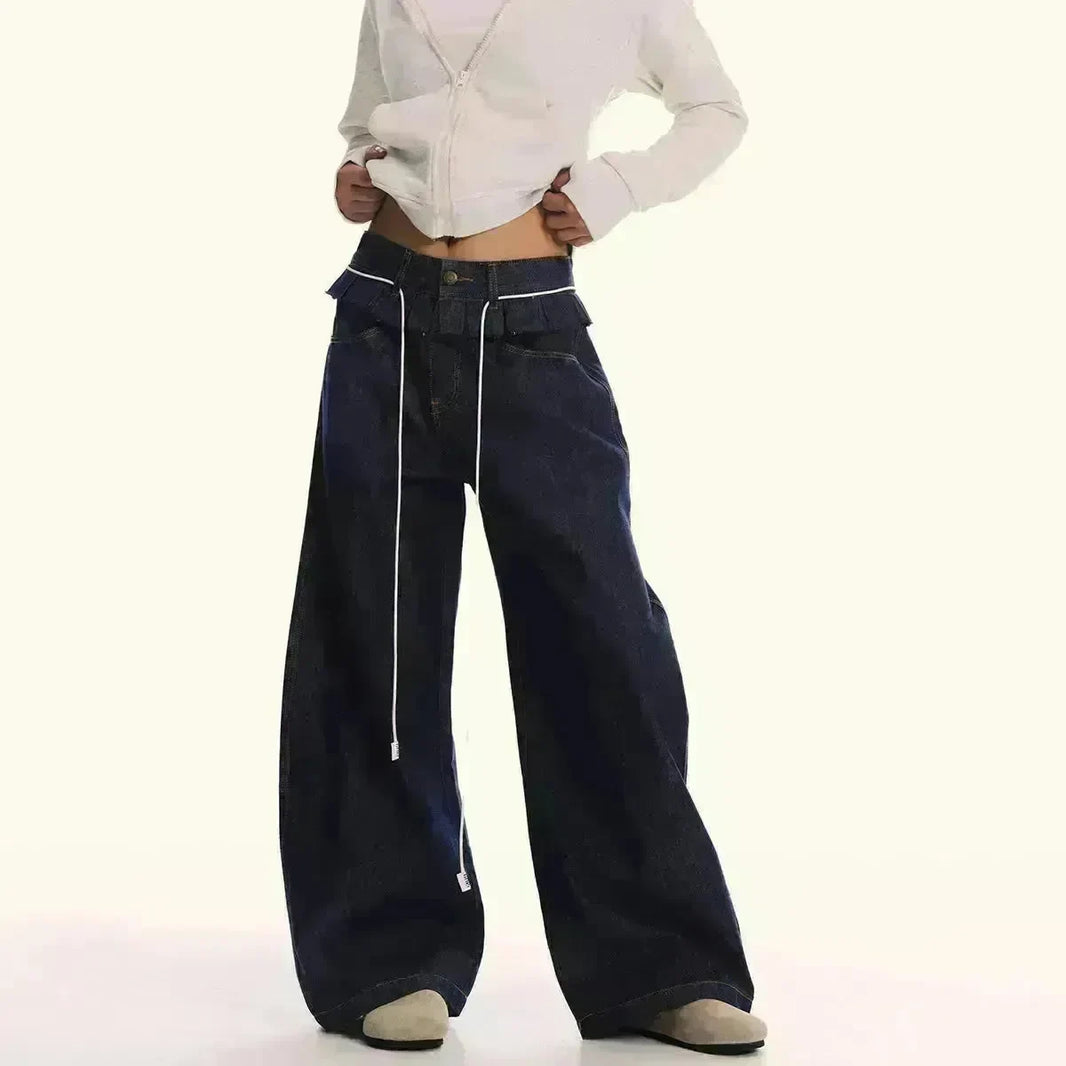 Loose Waist Stitching Small Skirt Baggy Jeans Pant For Men And Women - EX-STOCK CANADA