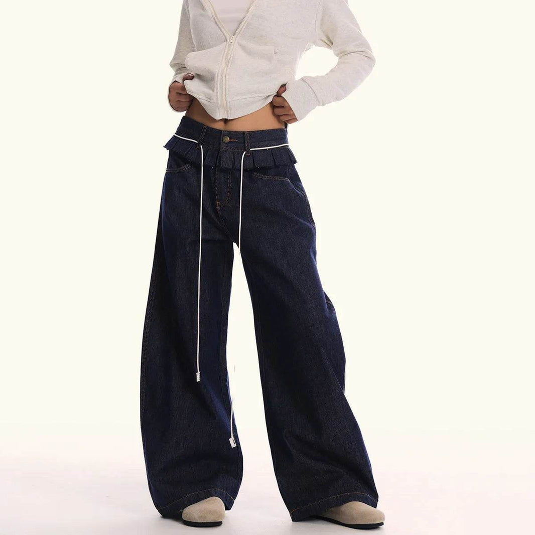 Loose Waist Stitching Small Skirt Baggy Jeans Pant For Men And Women - EX-STOCK Canada