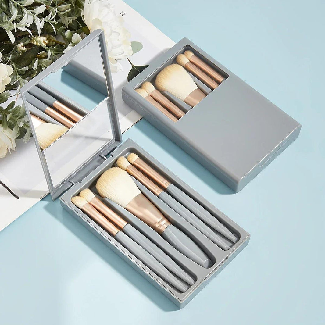 Ensemble de voyage de 5 pinceaux de maquillage avec miroirEX-STOCK Canada