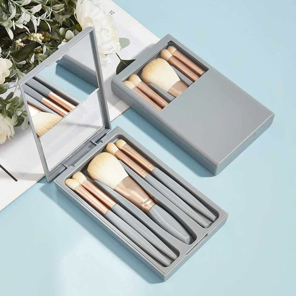 Ensemble de voyage de 5 pinceaux de maquillage avec miroirEX-STOCK Canada