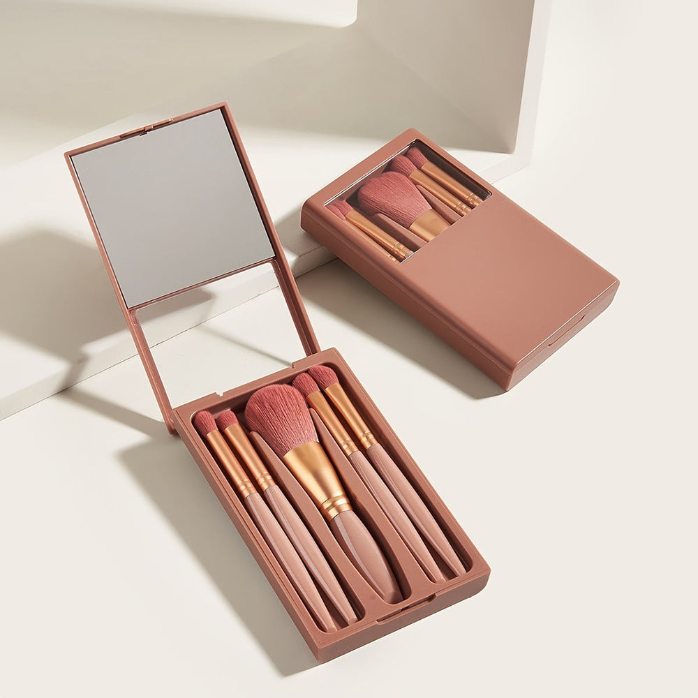 Ensemble de voyage de 5 pinceaux de maquillage avec miroirEX-STOCK Canada