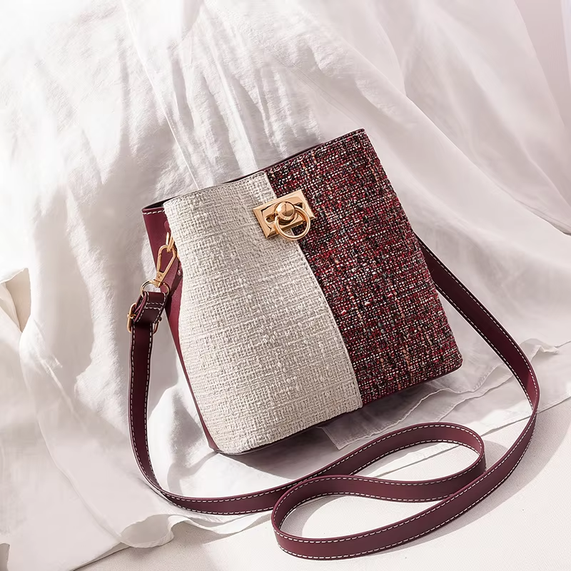 Nouveau sac seau à texture de mode - Grand sac à bandoulière oblique de grande capacité en tissu étrangerEX-STOCK Canada