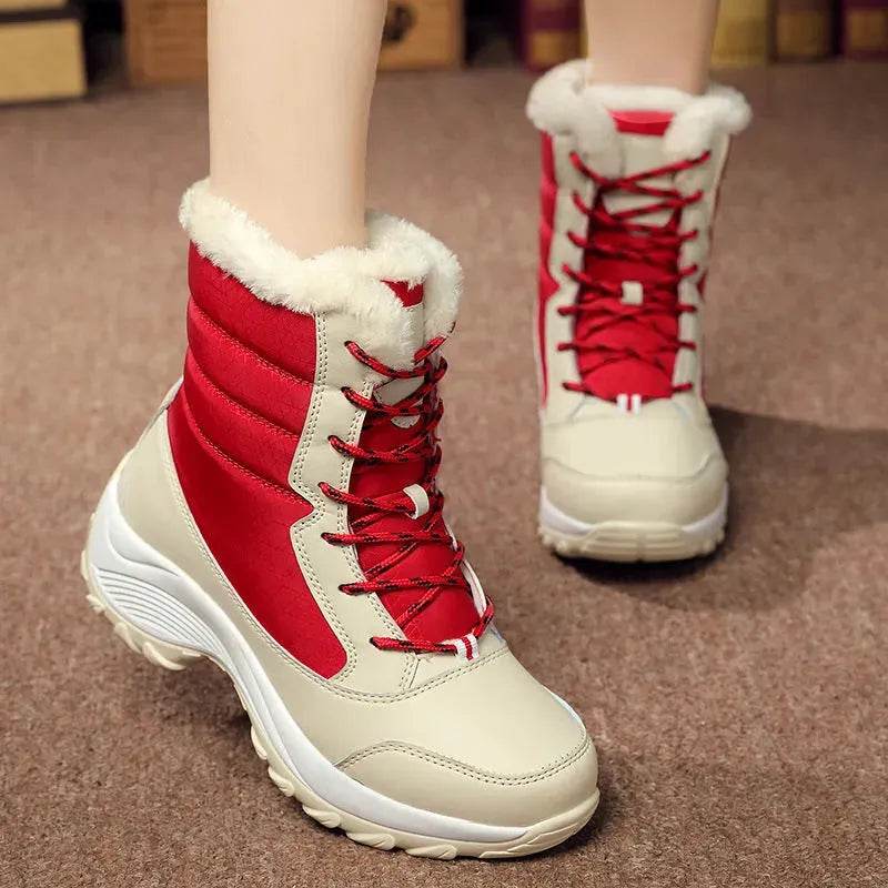 Winter Snow Boots Female High Ankle Waterproof Ladies Cotton Shoes Boots Plus Velvet Shoes - EX-STOCK Canada
