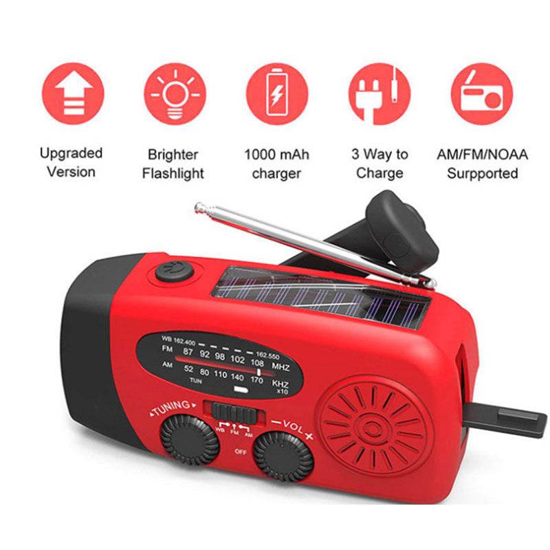 Solar Hand Crank USB charging radio flashlight - EX-STOCK Canada