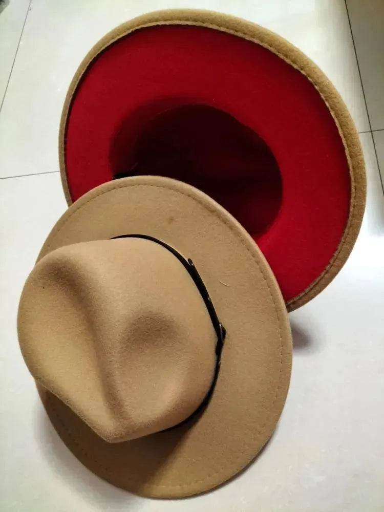 European And American Popular Woolen Top Color Matching Flat Brim Fedora Jazz Hat - EX-STOCK Canada