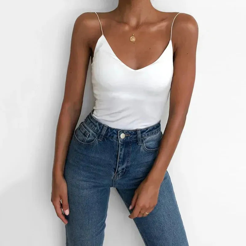 Satin Women Thin Wild Solid Camis Vest Women Tank Tops - EX-STOCK CANADA