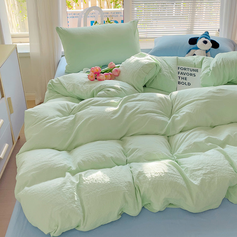 Class A Washed Cotton Four-piece Set Pure Color Duvet Cover Sheets EX-STOCK Canada