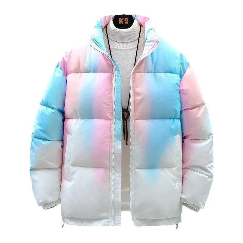 Fashion Stand-up Collar Gradient Coat Couples Winter Warm Plush Thickened Jacket With Pockets Loose Outwear Top For Women Men Clothing - EX-STOCK Canada