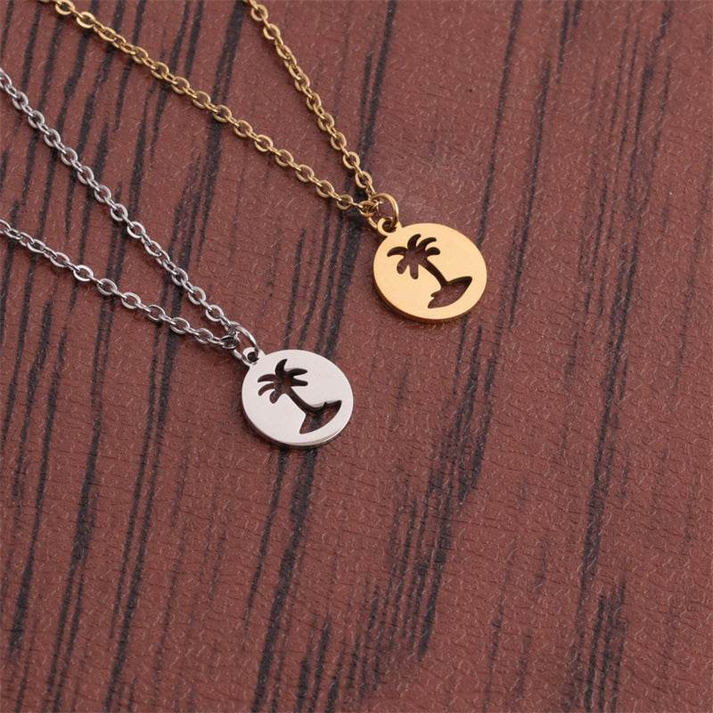 Titanium Steel Hollow Coconut Tree Pendant Neck Accessories Unisex - EX-STOCK Canada