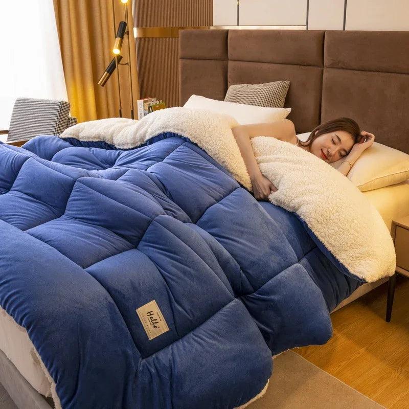 Thickened Milk Fiber Quilt Double-sided Velvet Warm Thickened Duvet Insert EX-STOCK Canada