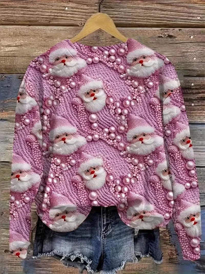 Sweat-shirt à col rond pour femme avec motif de NoëlEX-STOCK Canada