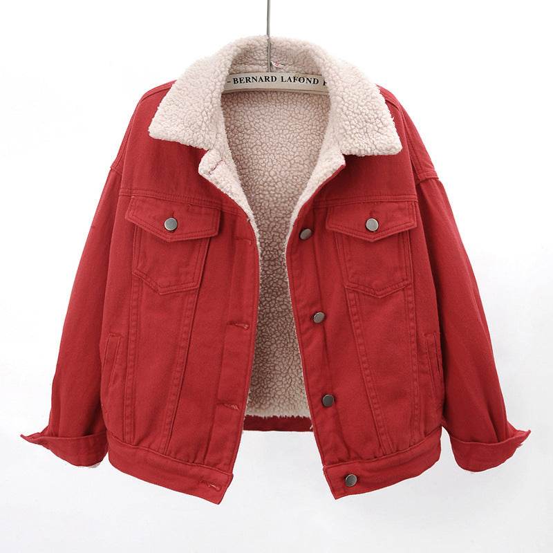 Lamb Wool Thickened Plus Velvet Denim Jacket Women EX-STOCK Canada