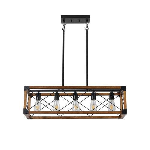 5 Lights Vintage Farmhouse Chandelier For Kitchen, Living Room, Dining Room Walnut - No Bulbs - EX-STOCK Canada