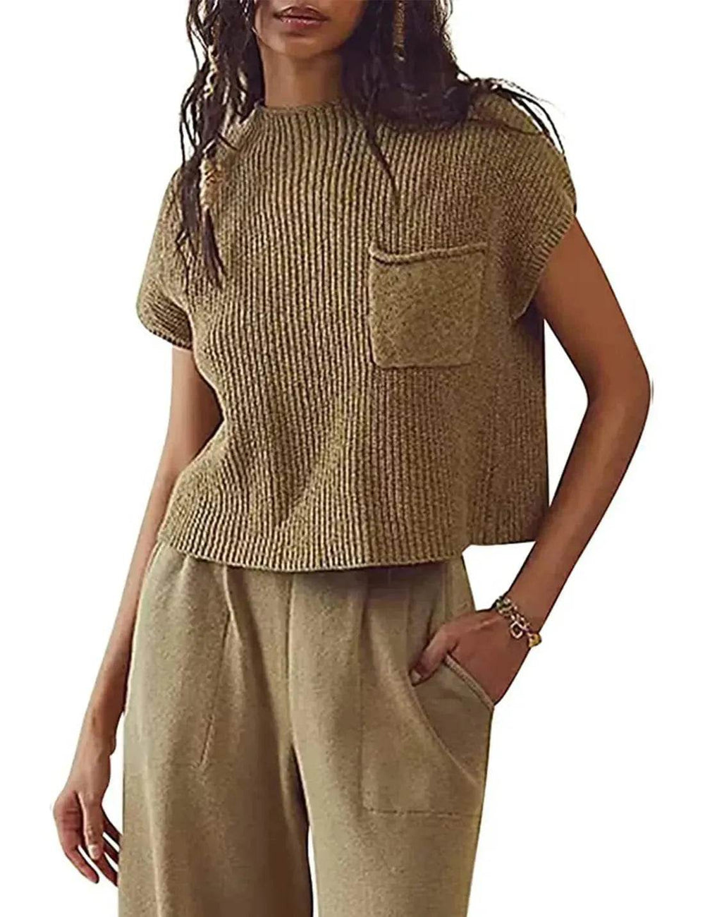 Women Knitted short Sleeve Pullover Tops for women - EX-STOCK Canada