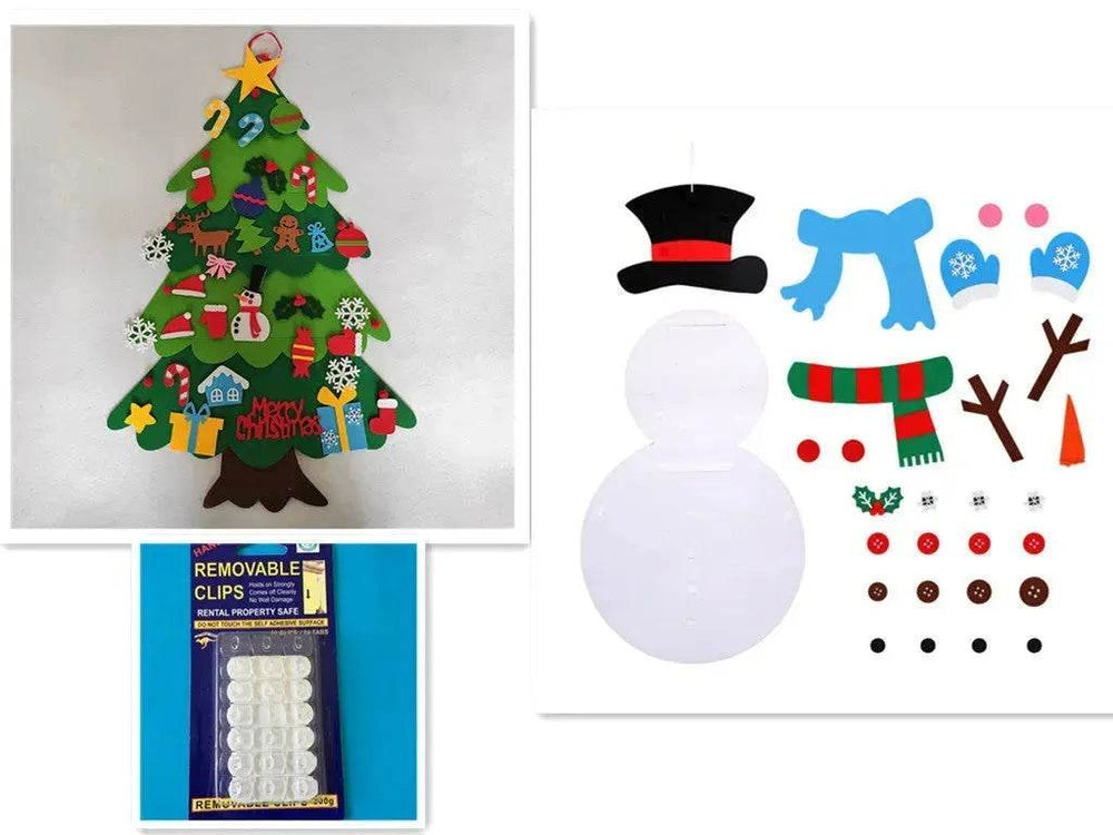 DIY Felt Christmas Tree New Year Toddler Kids Handmade Gift Toys Door Wall Hanging Ornaments Holiday Party Home Decor Set - EX-STOCK Canada