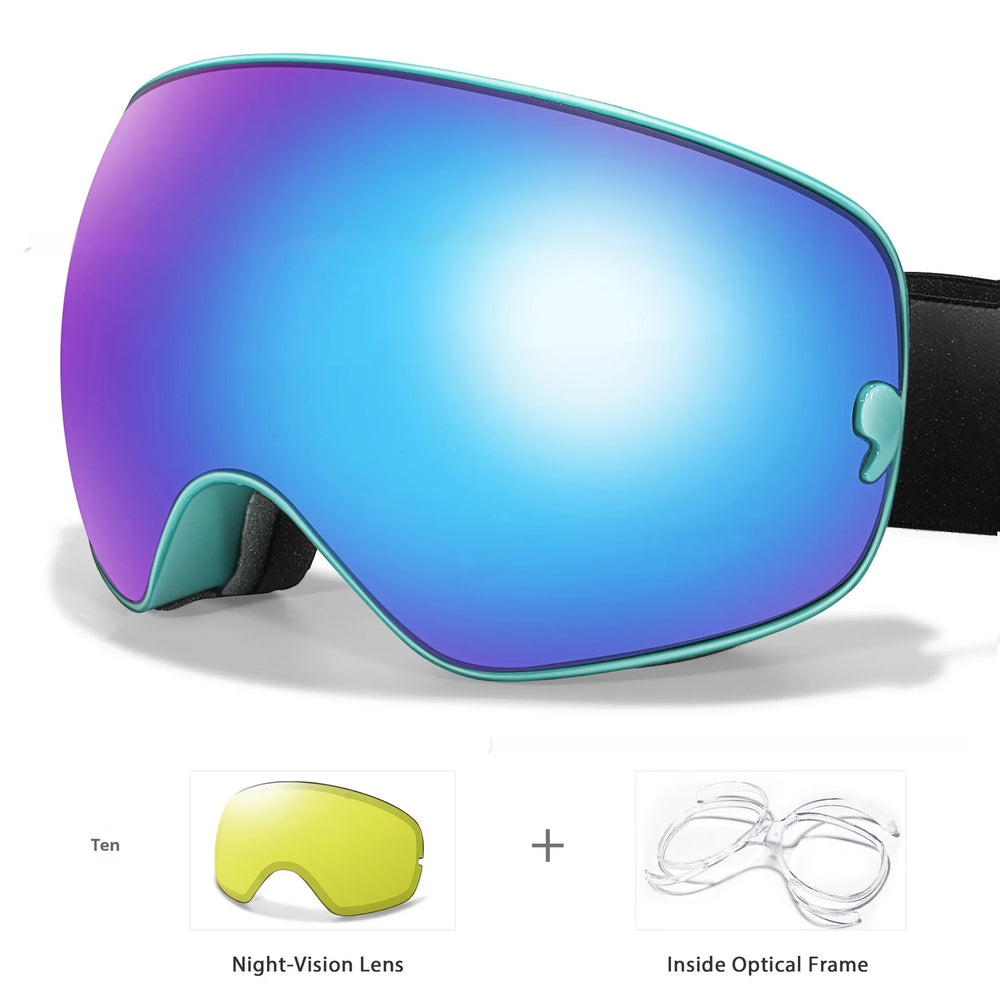Lunettes anti-buée pour hommes et femmes, carte myopie, revêtement, protection oculaire sphérique large, équipements de ski et d'alpinismeEX-STOCK Canada