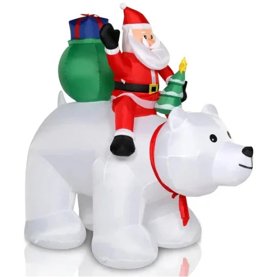 6ft 15W 7pcs LED Lights Santa Claus Rides Polar Bear Garden Santa Claus Decoration EX-STOCK Canada