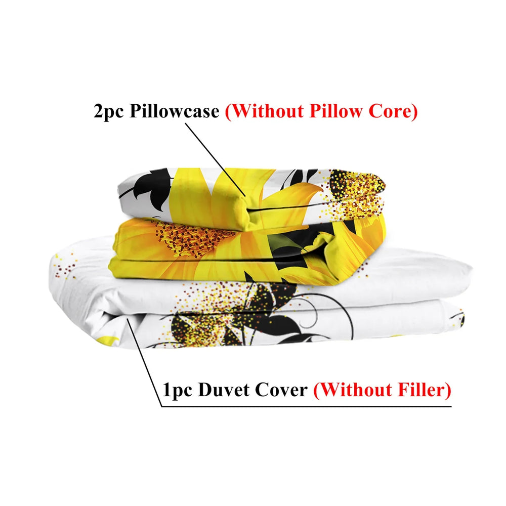3 Pieces Black And White Background Sunflower Duvet Cover Set Yellow Flower Polyester Bedding Set For Adults Bedroom Decor Twin Full Queen King Size EX-STOCK Canada