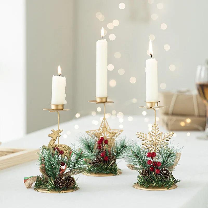 Christmas Candlestick Golden Wrought Iron Window Decoration EX-STOCK Canada