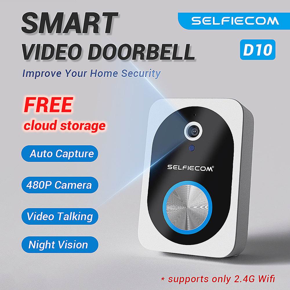 D10 Intelligent Wireless Doorbell Camera With Rechargeable Battery, Two-way Audio, 2.4G Wi Fi, APP Remote Intercom, Free Rolling Cloud Storage Built-in Battery - EX-STOCK Canada