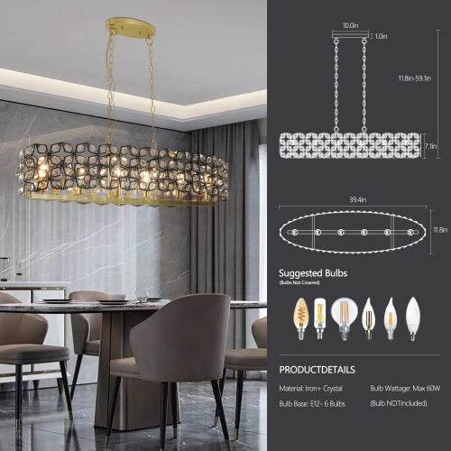 Modern Luxury Champagne Gold Oval Crystal Chandelier - EX-STOCK Canada