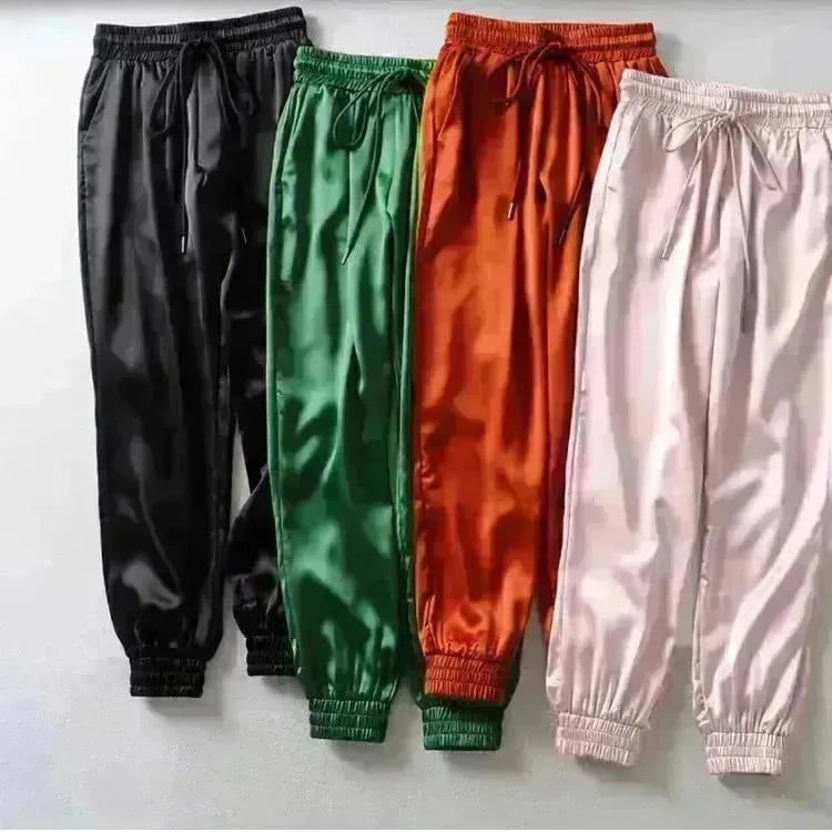 Women's Trousers With Slippery Surface Jogging Trousers - EX-STOCK CANADA