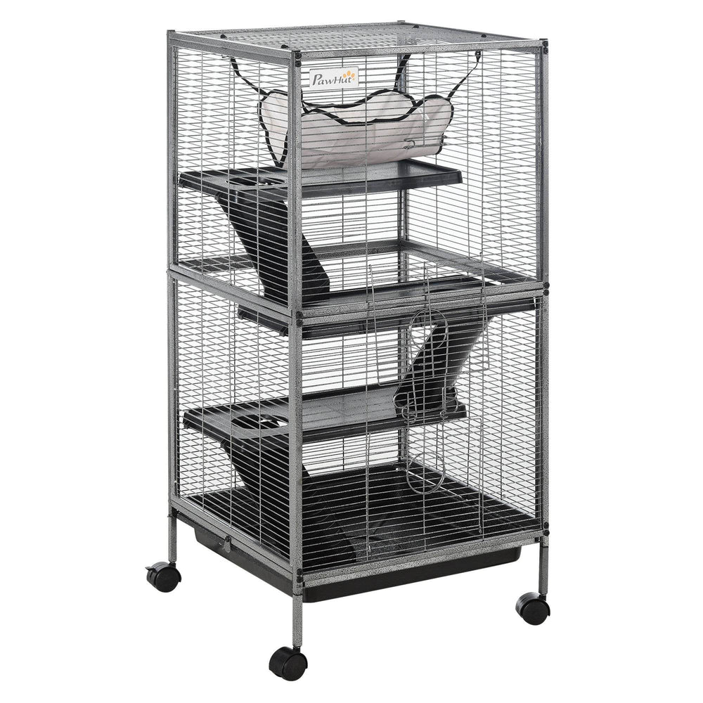 Large Metal 4 Tiers Small Animal Cage With Hammock, Removable Tray, Extra Space For Ferrets Chinchillas, Gray - EX-STOCK Canada