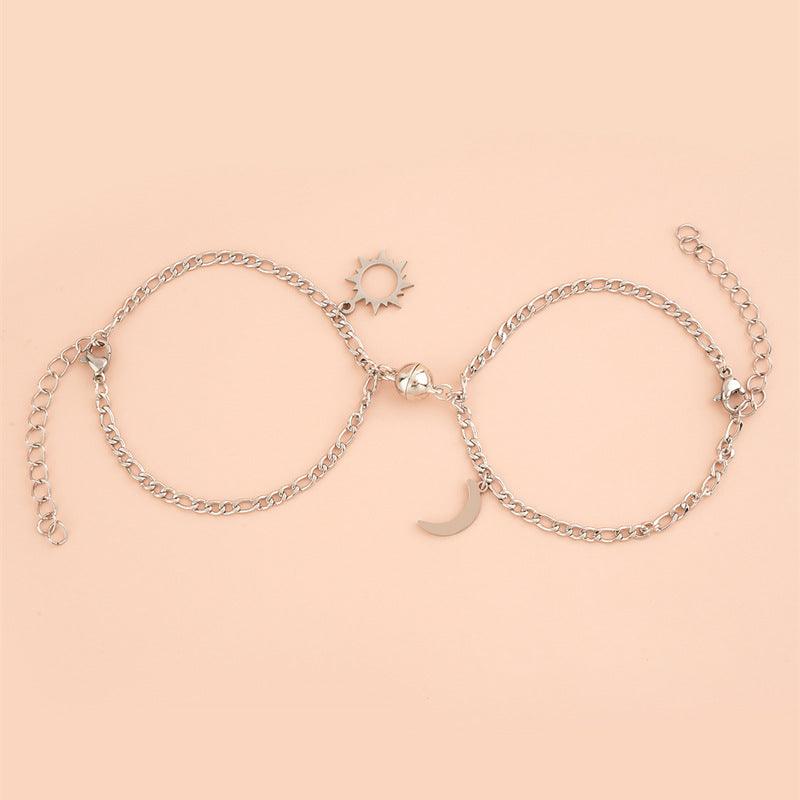 Edelstahl Sonne Mond Kugel Magnetische Befestigung Paar Armband - EX-STOCK Canada