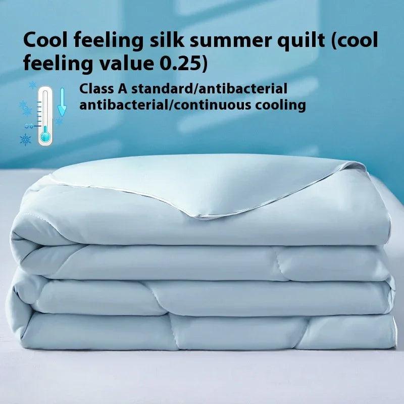 Pure Color Cool Silk Summer Blanket Airable Cover Single Double Summer Ice Cream Ice Silk Summer Quilt Machine Washable Thin Duvet EX-STOCK Canada