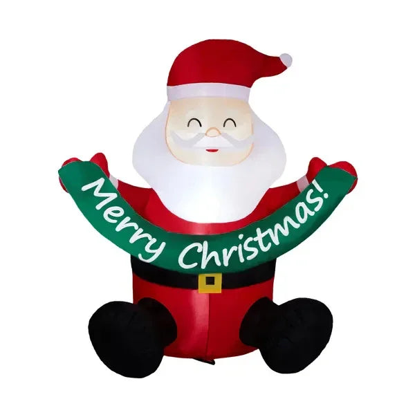 5.8FT Lighted Christmas Inflatable Decoration, Inflatable Santa Claus Holding Banner, Funny Blow Up Yard Decorations With Built-in LED Lights For Holiday Party Front Yard Lawn Garden Decor EX-STOCK Canada