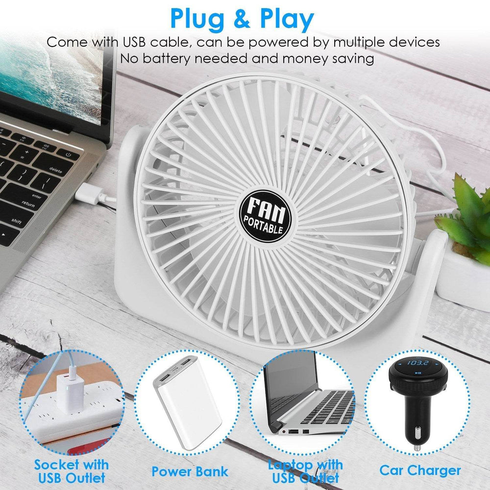 6.5in Desk Fan USB Powered 2 Speeds Table Cooling Fan Tilt Quiet Desktop Fan For Bedroom Office - EX-STOCK Canada