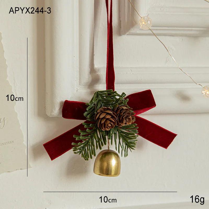 Petite pièce suspendue en forme de cloche de Noël avec nœud en veloursEX-STOCK Canada
