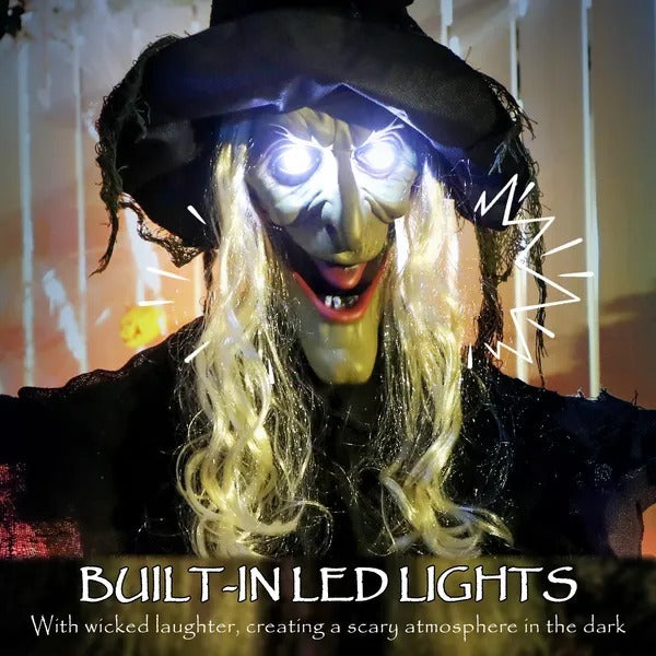 Life Size Halloween Animated Hanging Witch With Glowing LED Eyes, Scary Halloween Decorations, Battery Operated EX-STOCK Canada