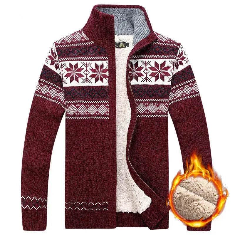 Men's Sweater Warm Velvet Sweatercoat Winter Wool Cardigan Male Casual Thicken Warm Fleece Christmas Sweater For Man - EX-STOCK Canada