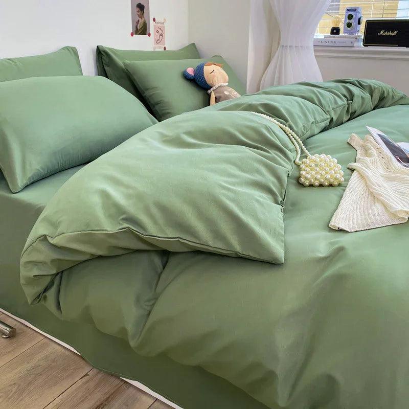 Solid Color Four-piece Set Simple Washed Sanding Duvet Cover EX-STOCK Canada