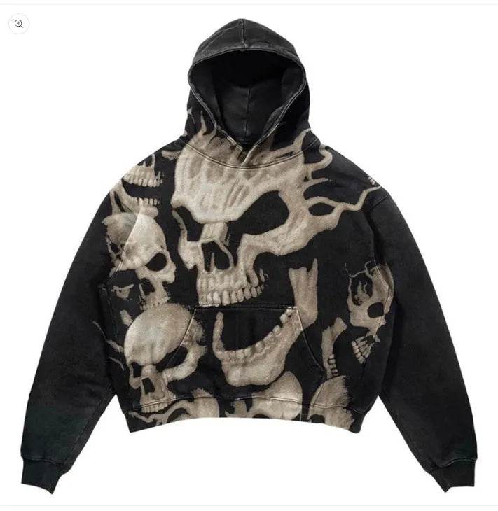 Men Skull Gothic Vintage Hoodie Sweatshirt Pullover top - EX-STOCK Canada