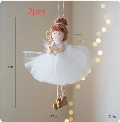 Christmas White Tulle Skirt Golden Wings Angel Girl Pendant EX-STOCK Canada
