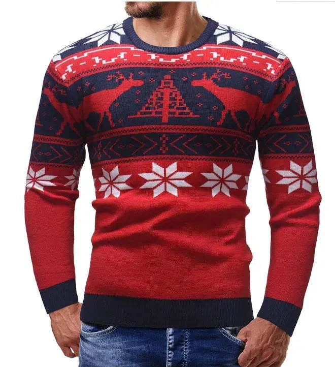 Christmas fawn deer Knit Cashmere sweater for men - EX-STOCK Canada