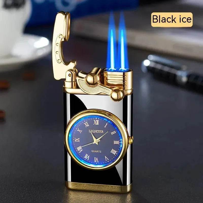 New Lighter With Electric Watch Rocker Arm Automatic Ignition Straight Blue Flame Lighter Creative Real Dial Inflatable Windproof Cigar Lighter Men's Watch Gift - EX-STOCK Canada