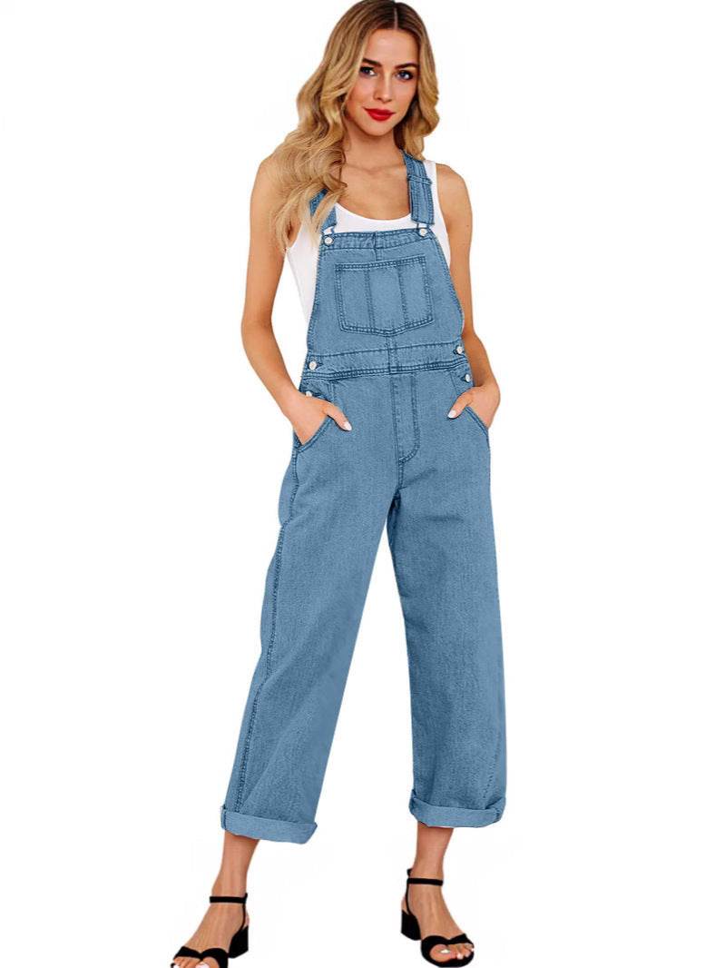 Loose Women's Denim Suspender Pants EX-STOCK Canada
