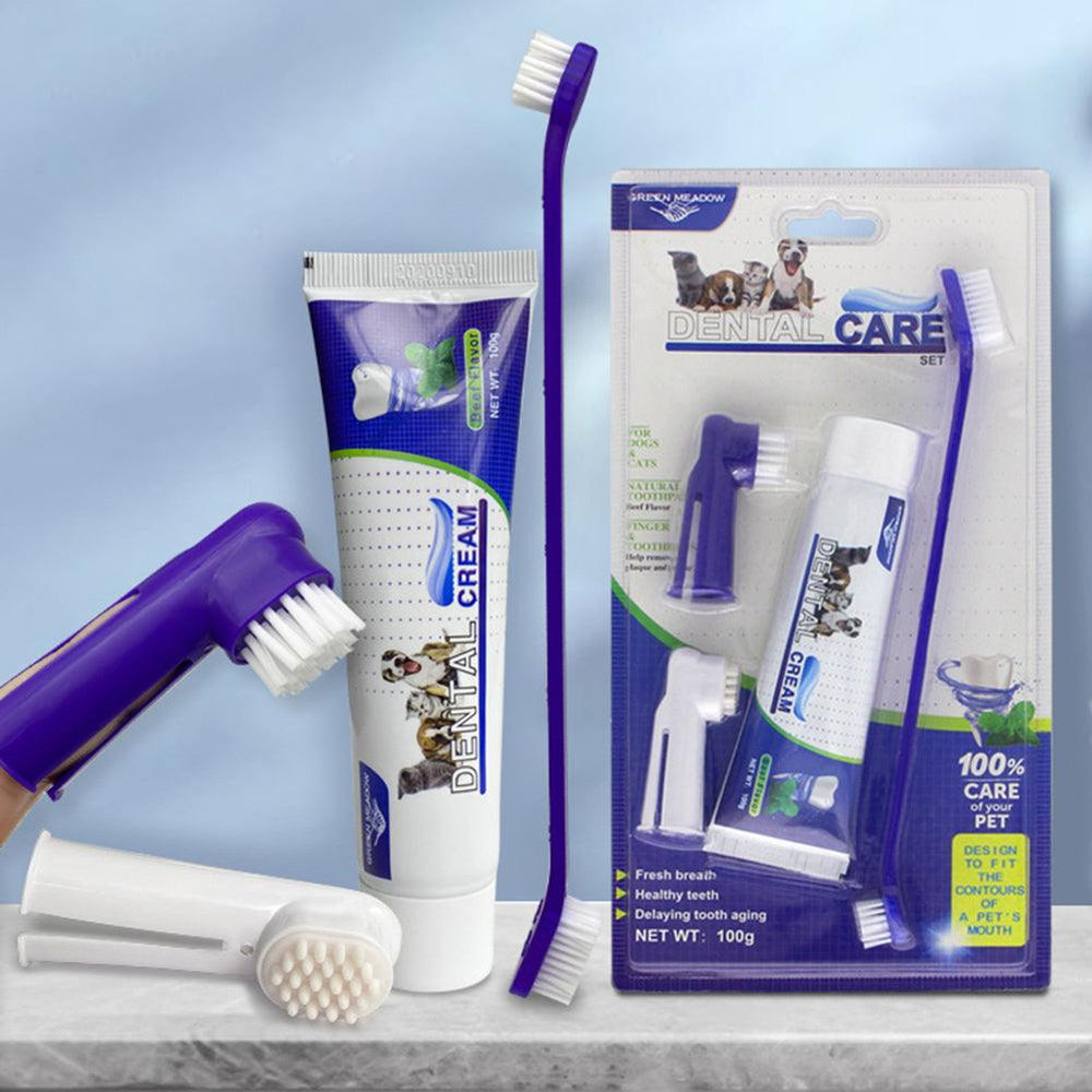 Ensemble dentifrice et brosse à dents pour chien saveur bœuf Nettoyage buccal