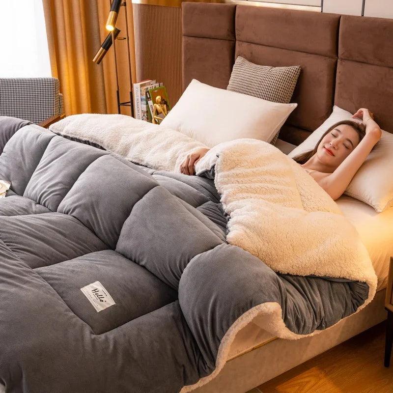 Thickened Milk Fiber Quilt Double-sided Velvet Warm Thickened Duvet Insert EX-STOCK Canada