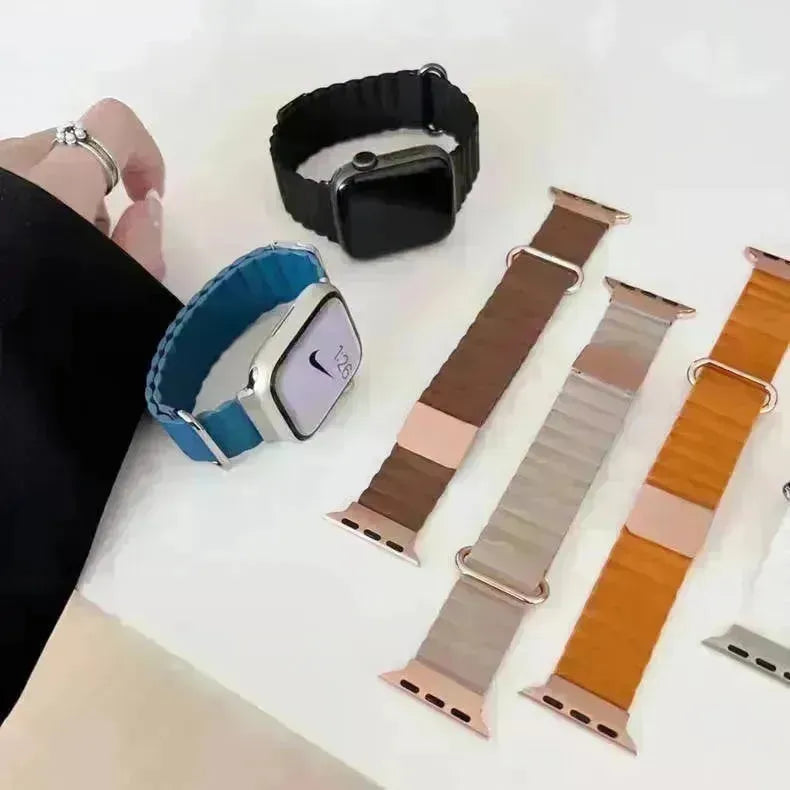 Sangle de montre à boucle arrière magnétique multicolore