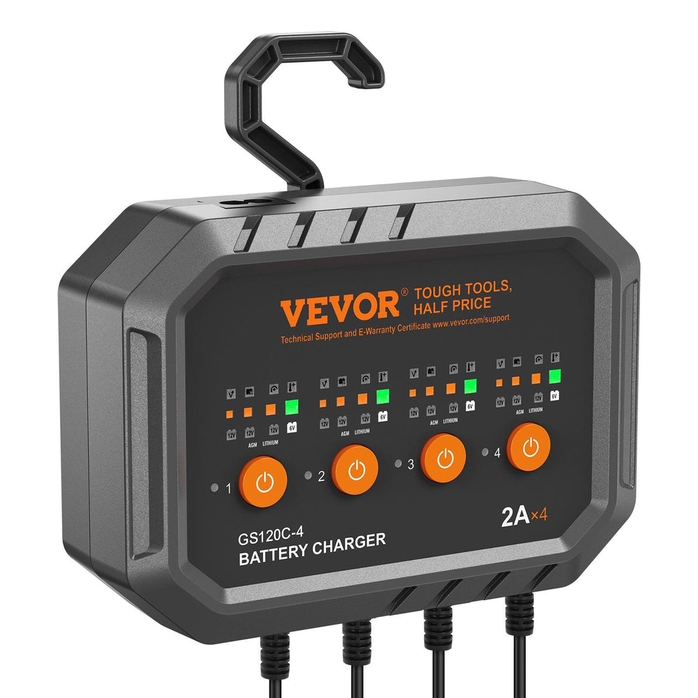 Caricabatterie Intelligente VEVOR, 8 Amp, Caricabatterie per Batterie Auto LiFePO4 e Piombo-Acido, Caricabatterie Completamente Automatico con Funzione di Mantenimento e Desolfatazione per Barche, Moto, Rasaerba, Golf Cart, Marine e Batterie a Ciclo ProfondoEX-STOCK Canada
