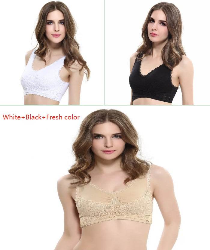 Front Cross Side Buckle Lace Side Non-Wire Sports Fitness Bra women - EX-STOCK Canada