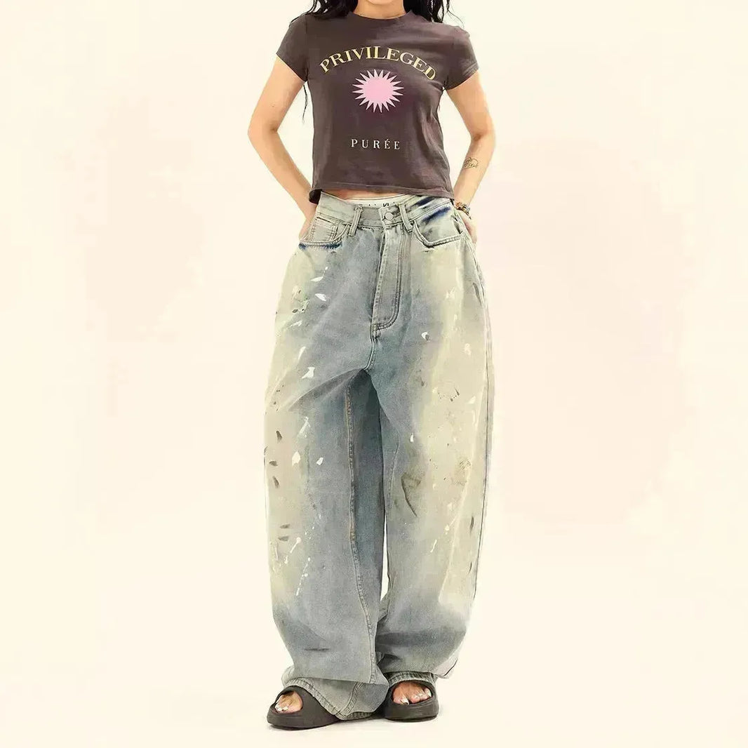 Jean baggy lâche en détresse en détresse en détresse en détresse pantalon pantalon pantalon de flash-ink conception de style vilt