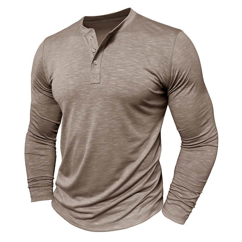 Men's Long-sleeved Henry Collar T-shirt - EX-STOCK Canada