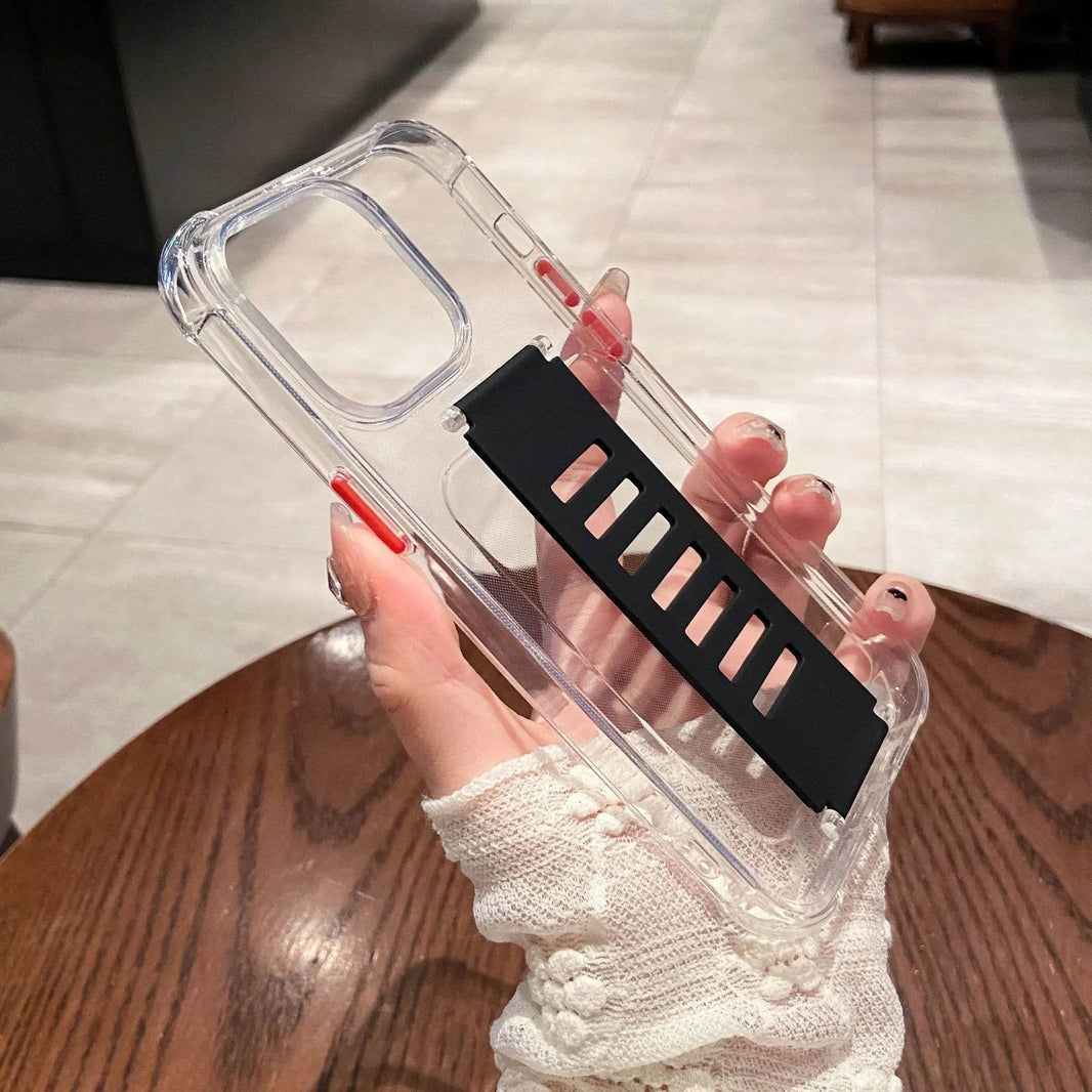 Transparent Case Wrist Strap Bracket Non-slip Phone Case - EX-STOCK Canada