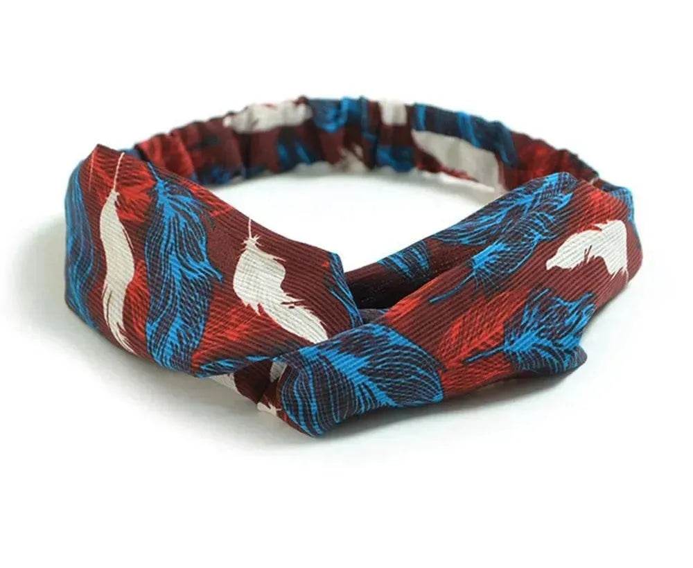 Women Retro Style Knotted Hairband floral Print Cross Headband - EX-STOCK Canada
